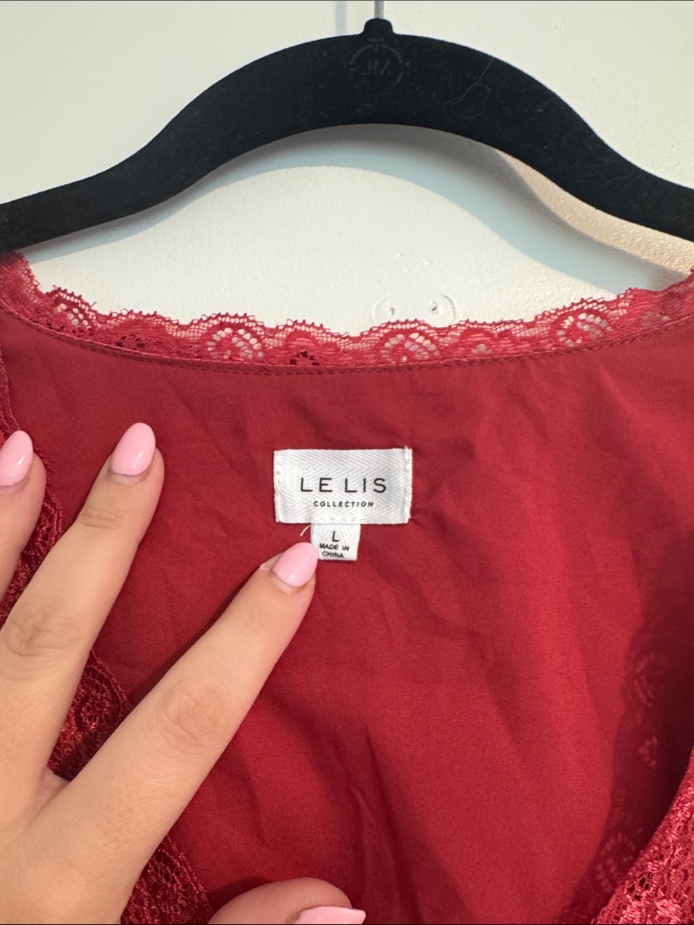 Altar’d State Le Lis Sarin Lace-Trim Chemise Mini Dress in Berry - Picture 3 of 7